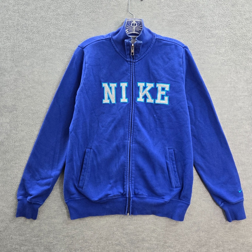 Nike Women Sweatshirt Large Blue Full‎ Zip Varsity Mock Neck Long Sleeve